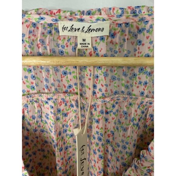 For Love & Lemons Phoebe Flowy Adjustable Boho Soft Girly Mini Dress Pink Medium - Picture 6 of 7